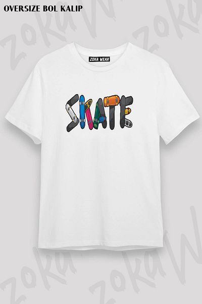 ZOKAWEAR Tricou imprimat unisex oversize Mold Stake Skateboard Design