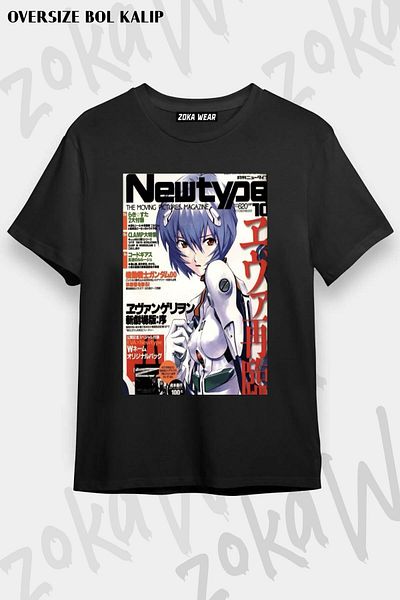 ZOKAWEAR Tricou imprimat unisex oversize Nge Rei Ayanami pentru coperta revistei