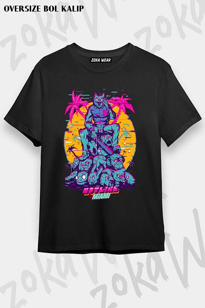 ZOKAWEAR Μπλουζάκι με στάμπα Unisex Oversize Hotline Miami Design