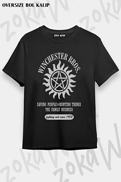 ZOKAWEAR Unisex Oversize Fit Supernatural Winchester Bros. Design Printed Tshirt