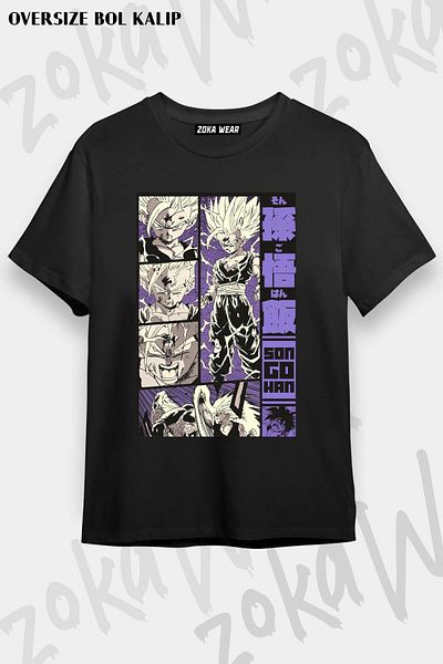 ZOKAWEAR Tricou supradimensionat unisex Dragon Ball Z Son Gohan Design