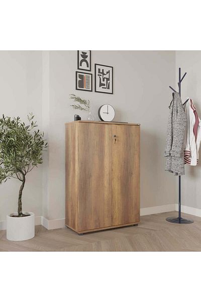 Adore Adore Rio bookcase, 2 doors with lock, 3 shelves, 72 x 109 x 34 cm - Walnut