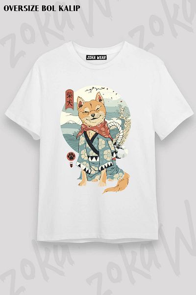 ZOKAWEAR Μπλουζάκι με στάμπα Unisex Oversize Shiba Inu Design