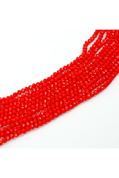 yfhobi 1 Dizi (80-85 Adet) - 6 mm Yassı Kristal Cam Boncuk Dizisi Mat Kırmızı...