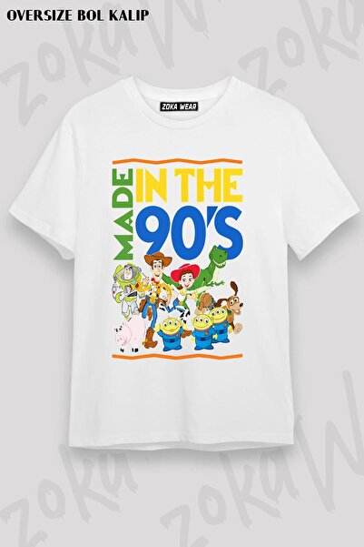 ZOKAWEAR Унисекс тениска с овърсайз мотив от 90-те години на миналия век с ща...