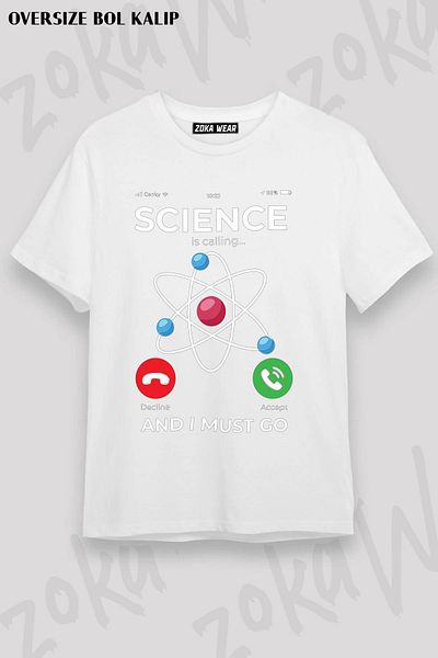 ZOKAWEAR Unisex Oversize Fit Looking for Science Science Design εμπριμέ μπλουζάκι
