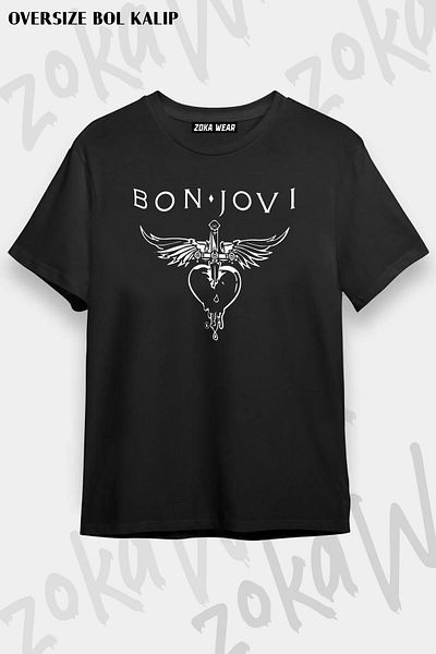 ZOKAWEAR Μπλουζάκι με στάμπα Unisex Oversize Bon Jovi 3 Design