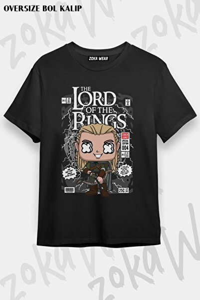 ZOKAWEAR Unisex Oversize Molded Lord of the Rings Μπλουζάκι με στάμπα με σχέδιο