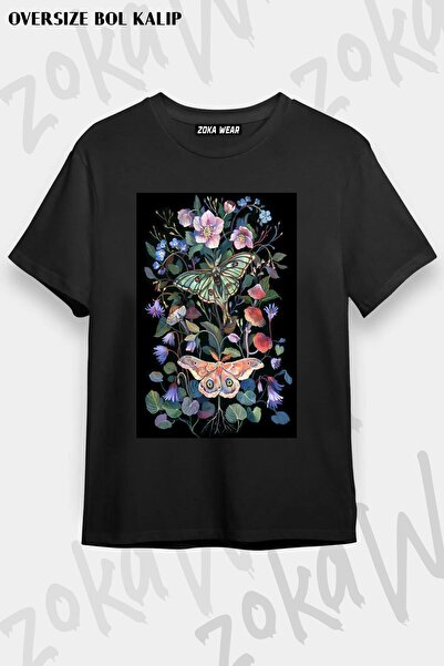 ZOKAWEAR Tricou unisex oversize cu imprimeu Moon Moth Design