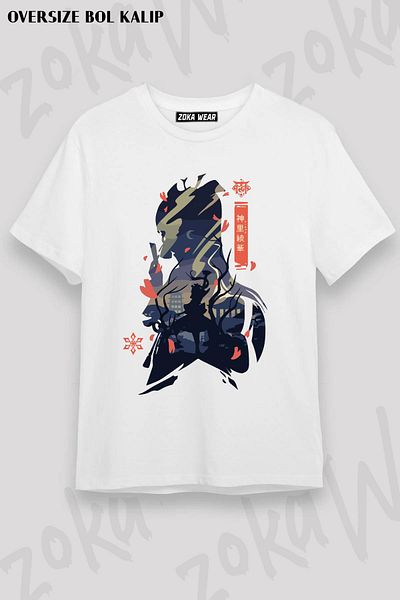 ZOKAWEAR Μπλουζάκι με στάμπα Genshin Impact Unisex Oversize Kamisato Design
