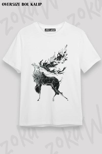 ZOKAWEAR Tricou unisex oversize cu imprimeu artistic cu design minimalist