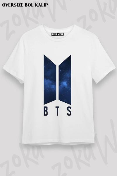 ZOKAWEAR Unisex Oversize Kalıp Bts Logo Tasarım Baskılı Tshirt