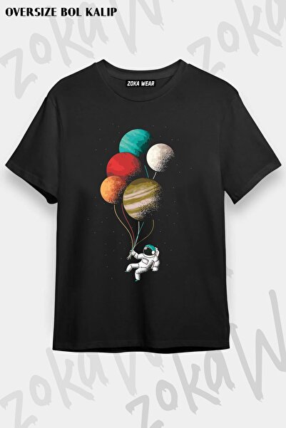 ZOKAWEAR Μπλουζάκι με στάμπα Unisex Oversize Space Balloon Planet Design
