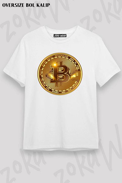 ZOKAWEAR Μπλουζάκι με τυπωμένο σχέδιο Unisex Oversize Bitcoin