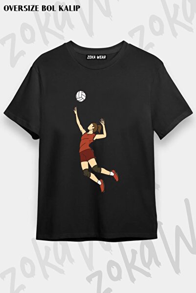 ZOKAWEAR Unisex Oversize Kalıp Voleybol v2 Tasarım Baskılı Tshirt