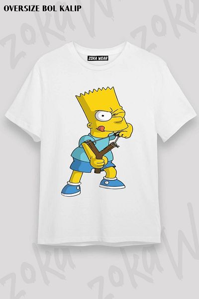 ZOKAWEAR Tricou unisex oversize cu imprimeu Bart Simpson, negru