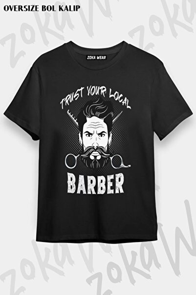 ZOKAWEAR Tricou unisex oversize cu imprimeu cu design pentru frizer