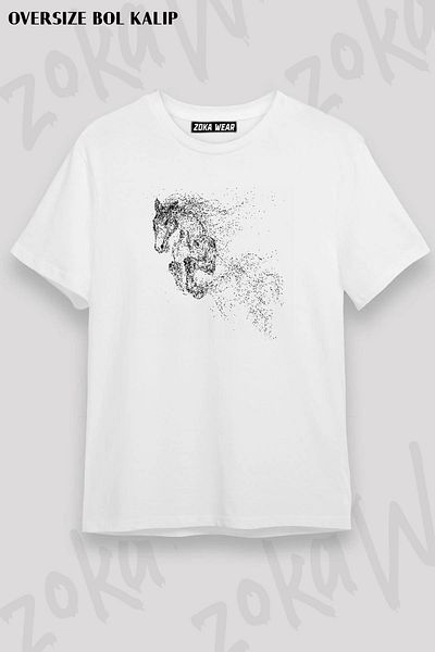 ZOKAWEAR Μπλουζάκι Unisex Oversize Horse Cool Design με στάμπα
