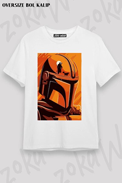 ZOKAWEAR Tricou unisex oversize cu imprimeu Star Wars Mandalorian Design