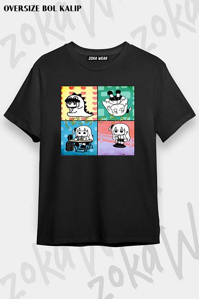 ZOKAWEAR Tricou unisex oversize cu imprimeu Bocchi The Rock Design