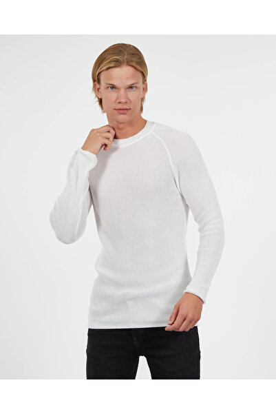 elkumoda Πλεκτό βαμβακερό πλεκτό πουλόβερ Slim Fit πουλόβερ χωρίς κούρεμα Κομ...