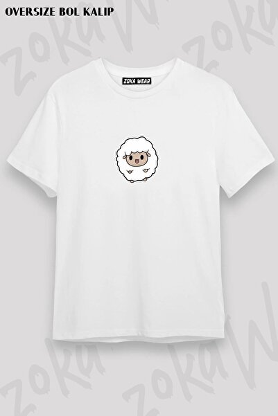 ZOKAWEAR تيشيرت مطبوع بتصميم خروف مقاس كبير للجنسين