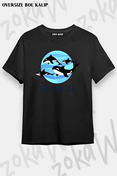 ZOKAWEAR Tricou unisex oversize cu imprimeu Orca Killer Whale Attacks