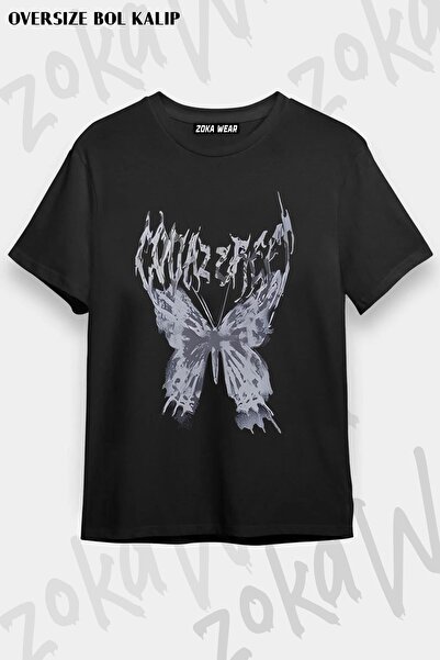 ZOKAWEAR Tricou unisex oversize cu imprimeu Harajuku Butterfly Design