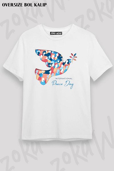 ZOKAWEAR Tricou imprimat unisex oversize cu design Peace Day