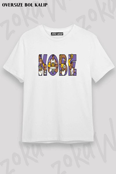 ZOKAWEAR Tricou unisex oversize cu imprimeu Kobe Bryant cu design scris
