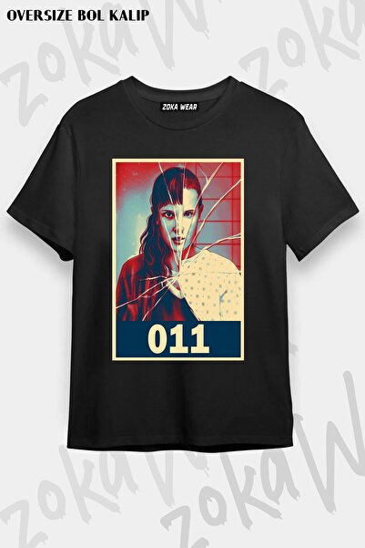 ZOKAWEAR تي شيرت مطبوع بتصميم موسم أحد عشر أشياء غريبة مقاس كبير للجنسين