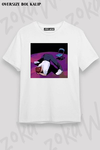 ZOKAWEAR Unisex Oversize Εφαρμογή Κάποιος Βοηθήστε το Shinji Design Printed Tshirt