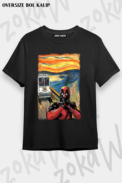 ZOKAWEAR Tricou unisex oversize cu imprimeu Deathpool Art Design