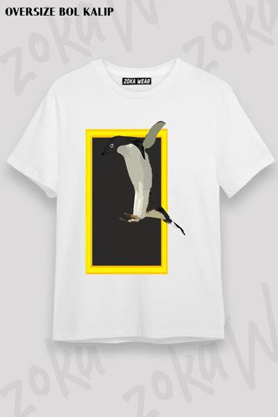 ZOKAWEAR Tricou unisex oversize cu imprimeu Nat Geo Air Penguin Design