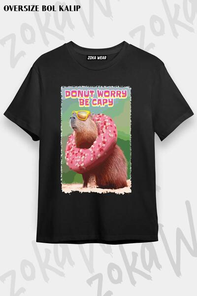 ZOKAWEAR Tricou unisex oversize cu imprimeu drăguț cu design Capybara