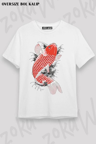 ZOKAWEAR Tricou oversize unisex cu model Akira Nishikiyama Koi Yakuza