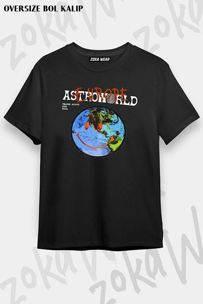 ZOKAWEAR Tricou unisex oversize cu imprimeu Travis Scott Astroworld Design