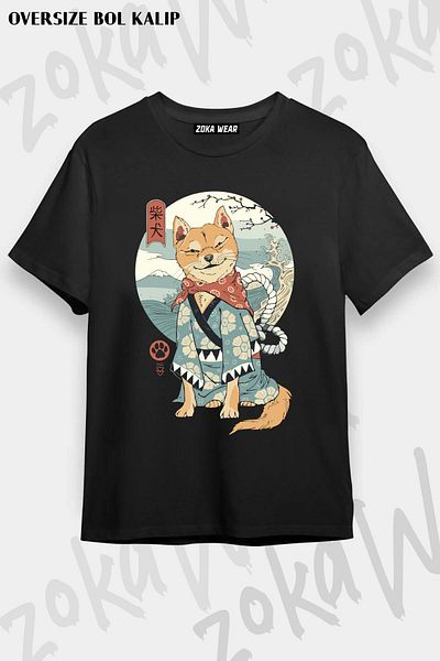 ZOKAWEAR Μπλουζάκι με στάμπα Unisex Oversize Shiba Inu Design