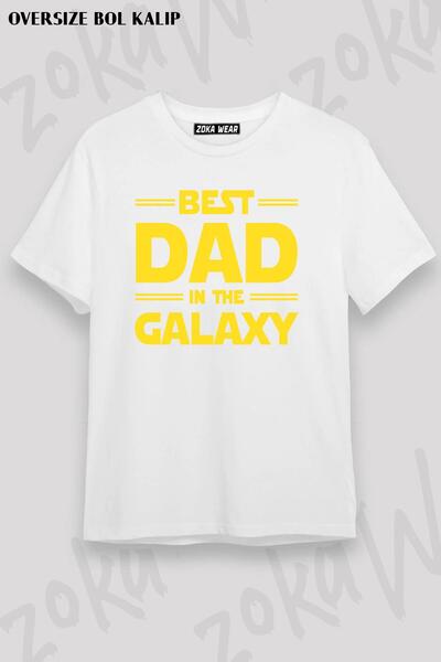 ZOKAWEAR Tricou cu imprimeu unisex oversize Best Dad In The Galaxy
