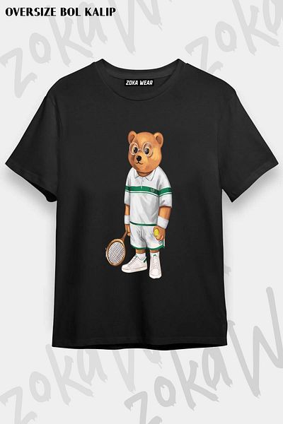 ZOKAWEAR Design unisex oversize Teddy - Tricou imprimat pentru tenis și tenis