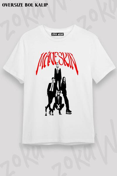 ZOKAWEAR Tricou unisex oversize cu bandă de acoperire cu design Maneskin impr...