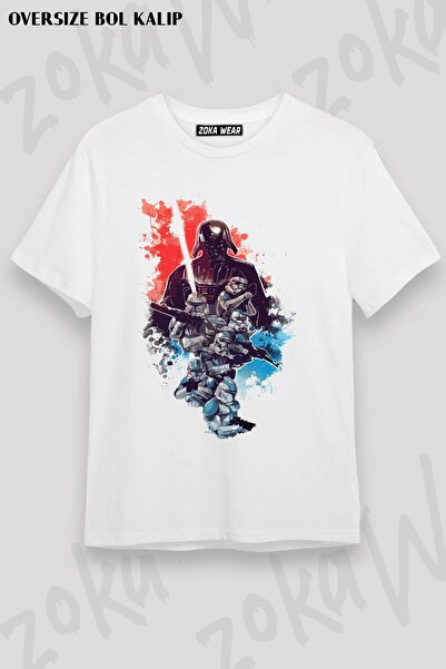 ZOKAWEAR Tricou imprimat unisex oversize cu design cu personaje Star Wars
