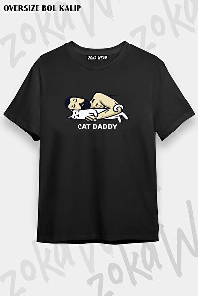 ZOKAWEAR Tricou unisex oversize cu imprimeu Cat Daddy Design