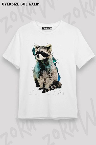 ZOKAWEAR Μπλουζάκι με στάμπα Unisex Oversize Raccoon v2 Design