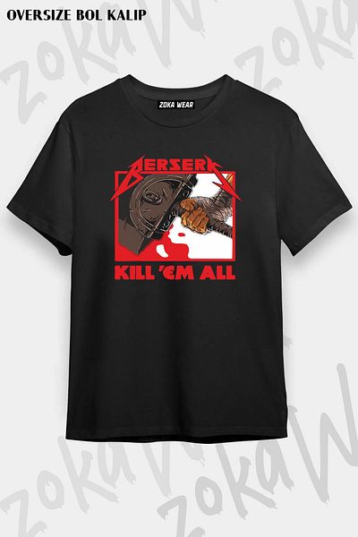 ZOKAWEAR Tricou unisex oversize Berserk Guts Metal Anime Design imprimat