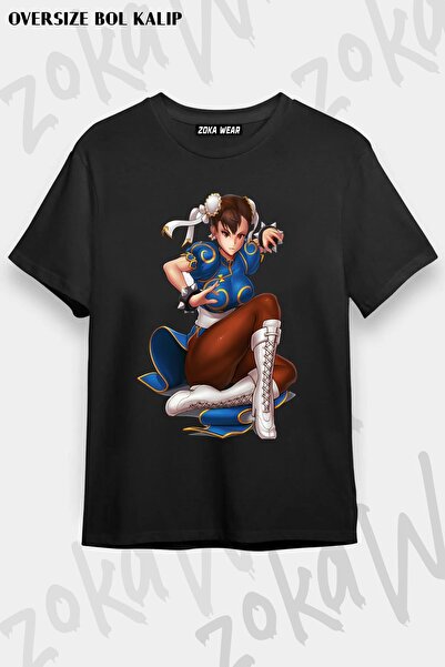 ZOKAWEAR Unisex Oversize kroj Mold Chun Li Dizajn Štampano Majica