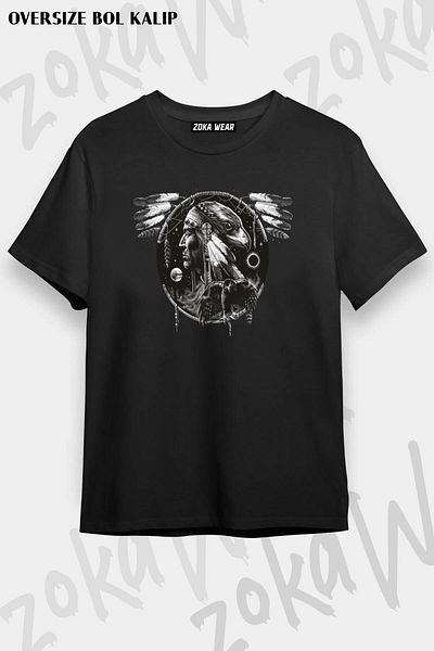 ZOKAWEAR Μπλουζάκι με στάμπα Unisex Oversize Nature Ινδικό ινδικό σχέδιο
