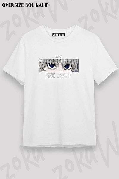 ZOKAWEAR Tricou unisex oversize Killua Eyes Hunter X Hunter cu imprimeu