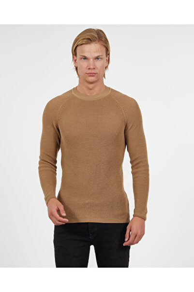 elkumoda Πλεκτό βαμβακερό πλεκτό πουλόβερ Slim Fit πουλόβερ χωρίς κούρεμα Κομ...