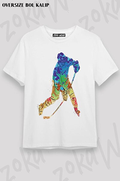 ZOKAWEAR Μπλουζάκι με στάμπα Unisex Oversize για χόκεϊ επί πάγου